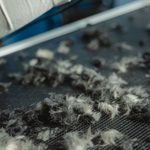 Floor with dog fur in piles. 