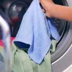 Microfiber towels in a washing machine. 